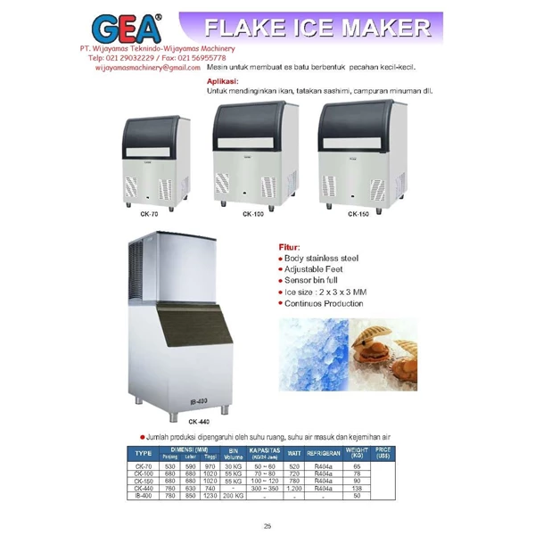 Flake Ice Maker (Mesin Pembuat Es Serut) Ck-70 - Ck-440