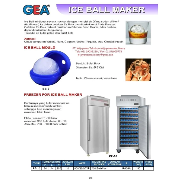 Ice Ball Maker (Mesin Pembuat Es Bola) BB-6 - PF-10