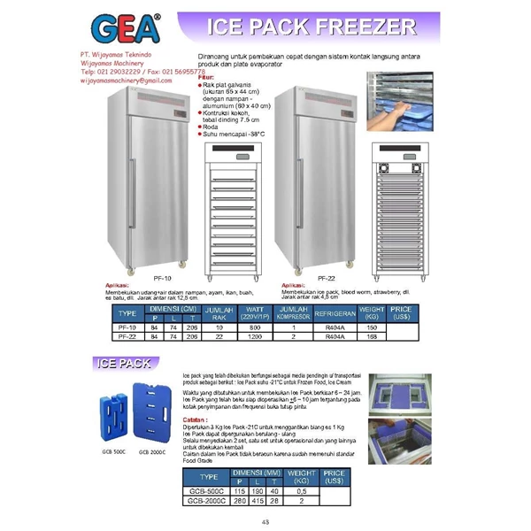 Ice Pack Freezer PF-10 - PF-22