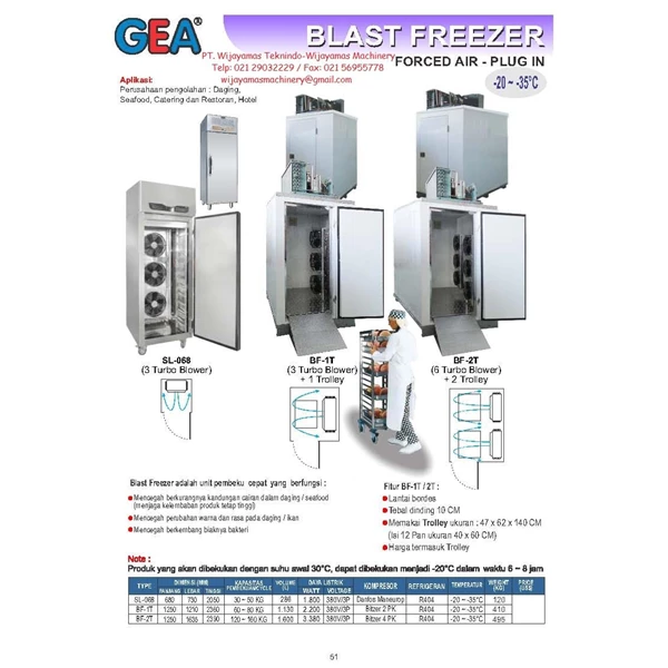Blast Freezer  SL-068 - BF-1T - BF-2T