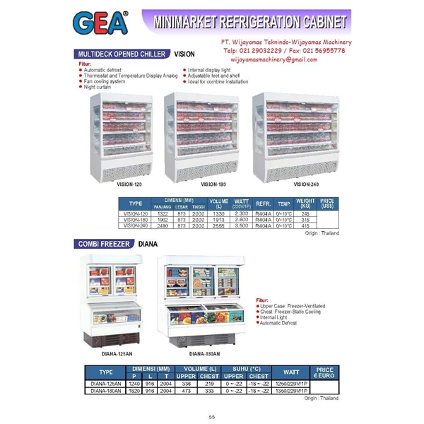 Minimarket Refrigeration Cabinet Vision-120 - Diana-180AN