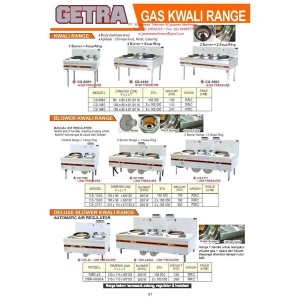 Gas Kwali Range CS-9080 - DBR-48