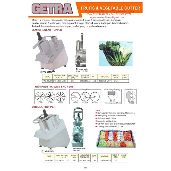 Fruit & Vegetable Cutter VC-60MS - VC-65MS