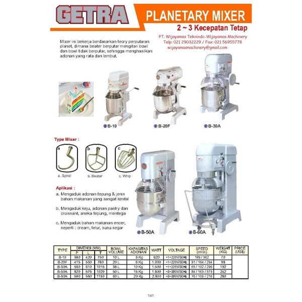 Planetary Mixer B-10 - B-60A