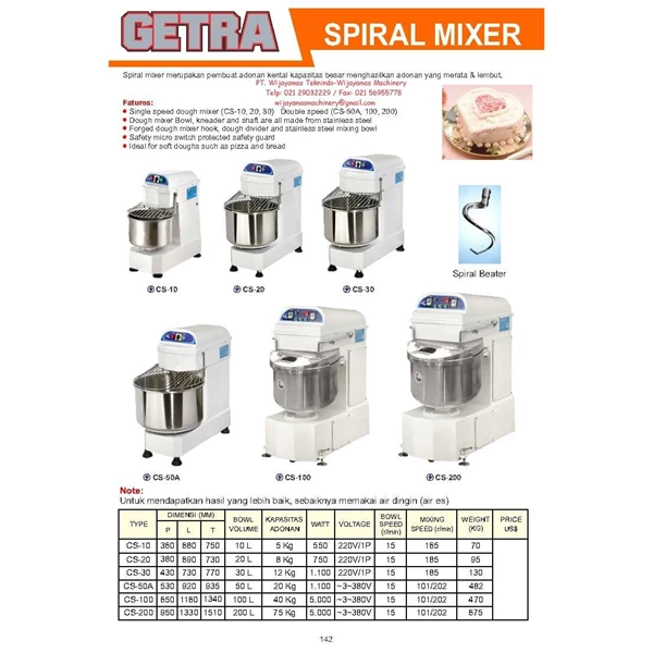 Spiral Mixer CS-10 - CS-200