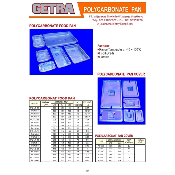 Polycarbonate Food Pan & Pan cover