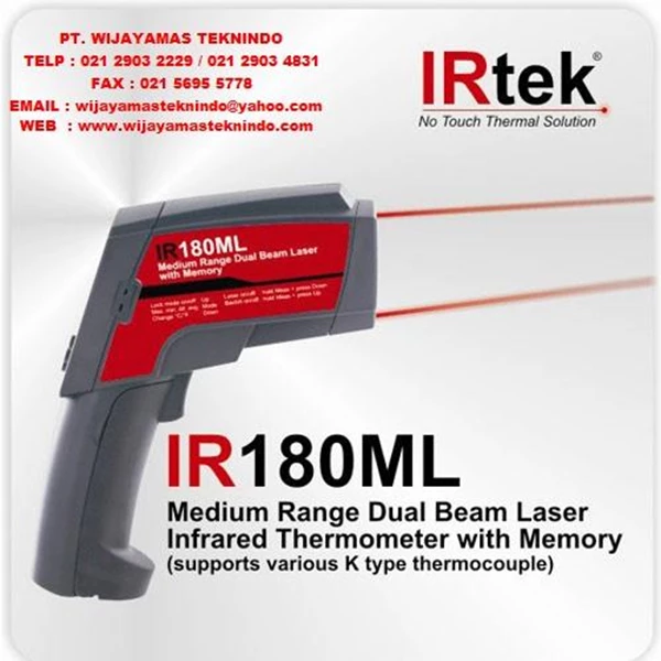 Medium Range Dual Beam Laser Infrared Thermometer With Memory ( supports various K type thermocouple ) IR180ML Merk Irtek