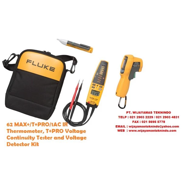 Fluke 62 MAX+-T+PRO-1AC IR Thermometer T+PRO Voltage Continuity Tester and Voltage Detector Kit