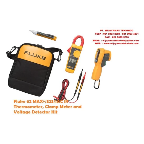 Fluke 62 MAX + 323-1AC IR Thermometer Clamp Meter and Voltage Detector Kit