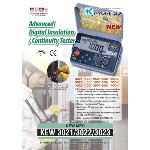 DIGITAL INSULATION-CONTINUITY TESTERS KEW  3021-3022 AND 3023