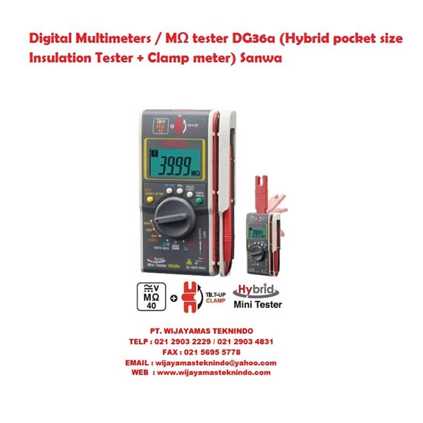 Digital Multimeters／MΩ tester DG36a (Hybrid pocket size Insulation Tester + Clamp meter) Sanwa