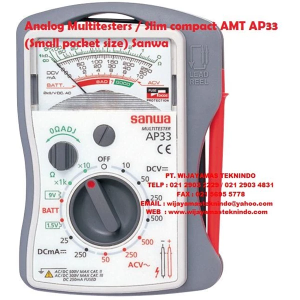 Analog Multitesters／Slim compact AMT AP33 (Small Pocket Size) Sanwa