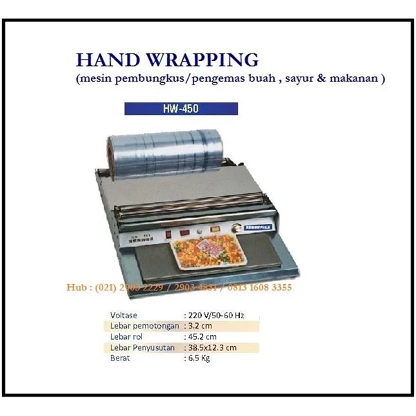 Mesin Pembungkus / Pengemas Makanan Hand Wrapping  HW-450 Mesin Press dan Mesin Bending