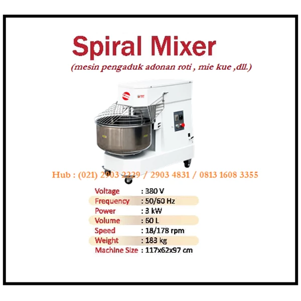 Mesin Pengaduk Adonan / Spiral Mixer SMX-DN60B 