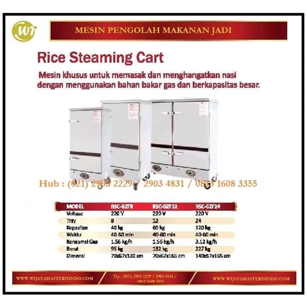 Mesi Penanak Nasi / Menghangatkan Nasi / Rice Steaming Cart RSC-GZF8 /RSC-GZF12/RSC-GZF24 Mesin Makanan dan Minuman Cepat Saji