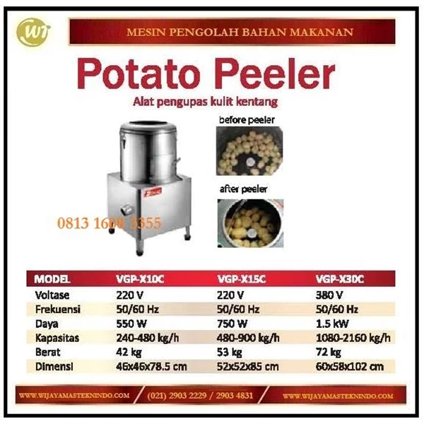 Mesin Pengupas Kulit Kentang / Potato Peeler VGP-X10C/VGP-X15C/VGP-X30C