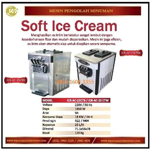 Mesin Pembuat Es Krim / Soft Ice Cream ICR-AC-25CTB / ICR-AC-25CTW Mesin Makanan dan Minuman Cepat Saji