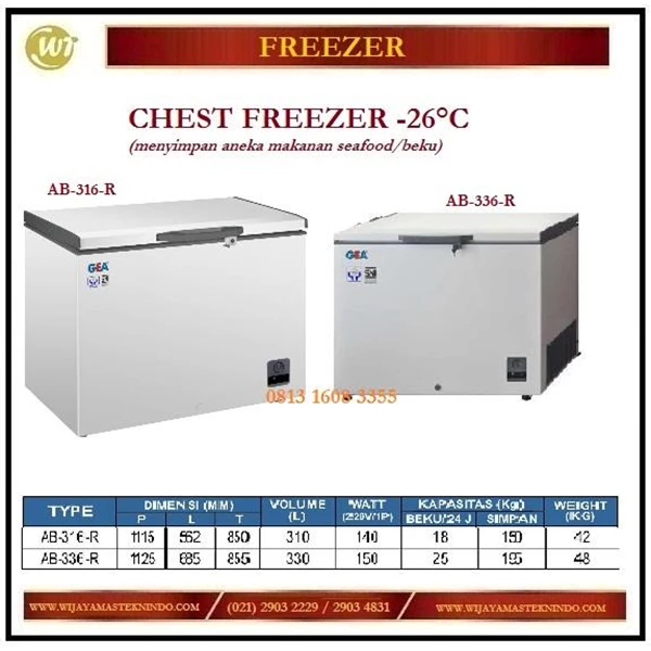 Mesin Pembeku / Lemari Pendingin Chest Freezer AB-316-R / AB-336-R Mesin Makanan dan Minuman Cepat Saji