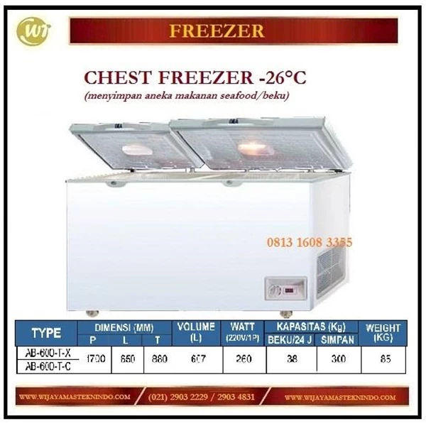 Mesin Pembeku / Lemari Pendingin Chest Freezer AB-600-TX / AB-600TC Mesin Makanan dan Minuman Cepat Saji