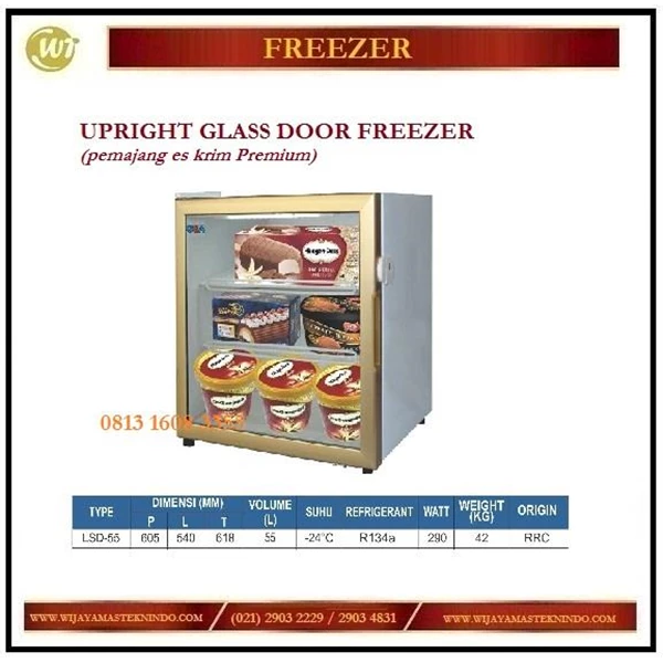 Pemajang Es krim / Upright Glass Door Freezer LSD-55 
