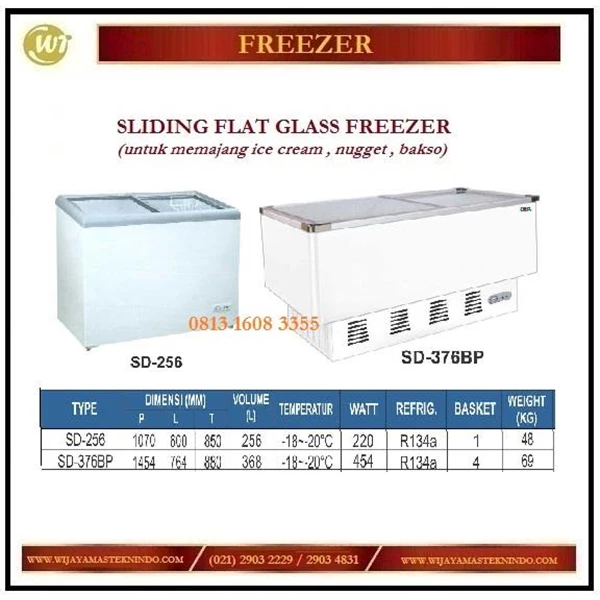 Pemajang Es Krim / Sliding Flat Glass Freezer SD-256 / SD-376BP 