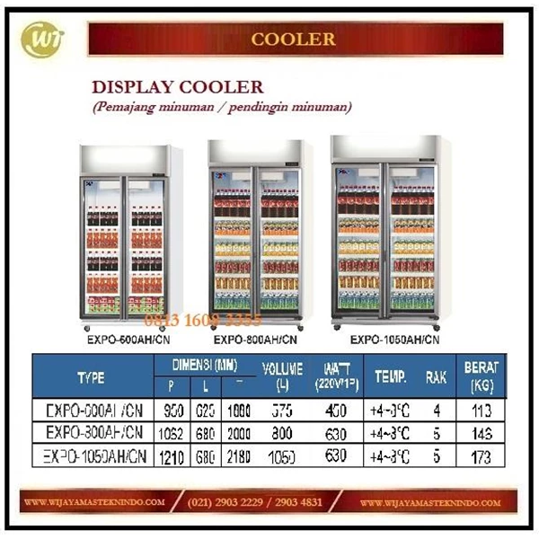 Lemari Pendingin / Pendingin Minuman / Display Cooler EXPO-600AH/CN  EXPO-800AH/CN  EXPO-1050AH/CN Mesin Makanan dan Minuman Cepat Saji
