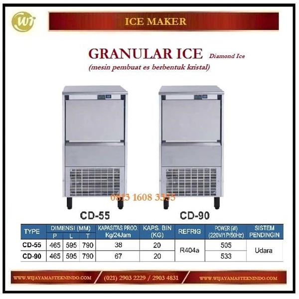 Mesin Pembuat Es Berbentuk Kristal / Granular Ice CD-55 / CD-90 diamond Ice Mesin Makanan dan Minuman Cepat Saji
