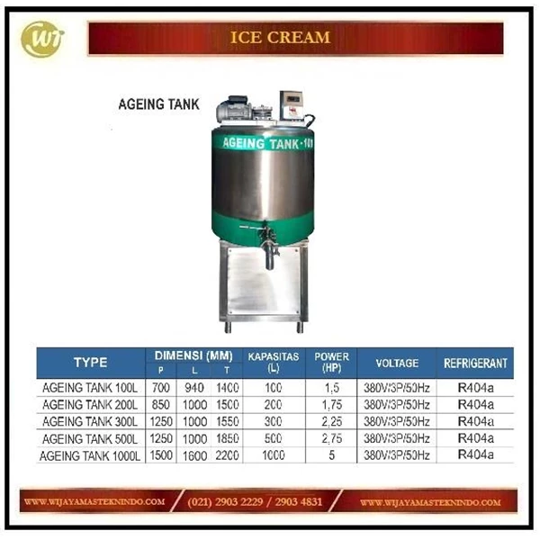 Mesin untuk Menstabilkan Adonan Es Krim / AGEING TANK 100L / 200L / 300L / 500L/ 1000L 