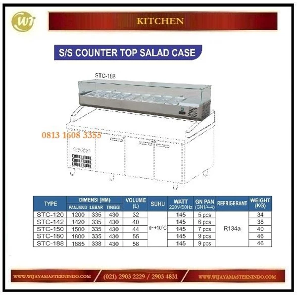 Tempat Menaruh Toping / SS Counter Top Salad Case STC-120 / STC-142 / STC-150 / STC-180 / STC-188 
