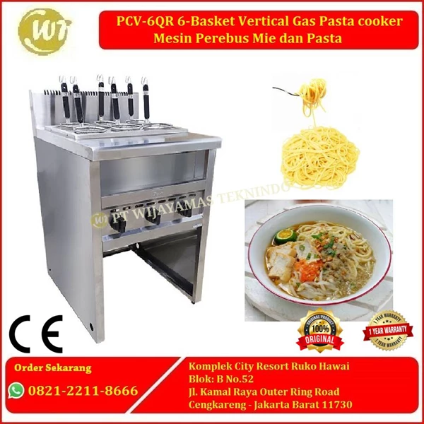PCV-6QR 6-Basket Vertical Gas Pasta cooker - Mesin Perebus Mie dan Pasta